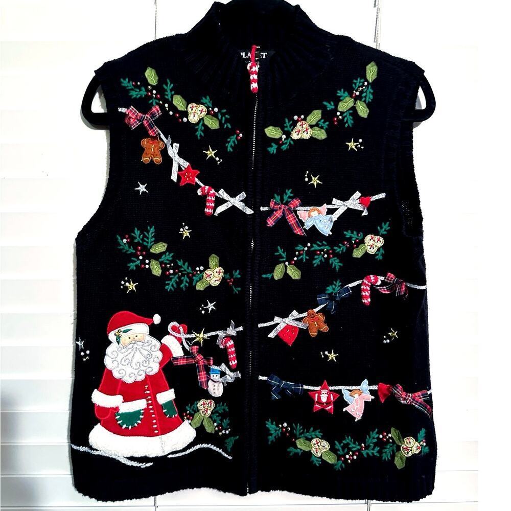 Vintage Planet & Company Christmas Sweater Vest Women's Size Large Ugly Sweater
